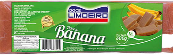 DOCE PACOTE BANANA 300G C/15 LIMOEIRO Cx C/30