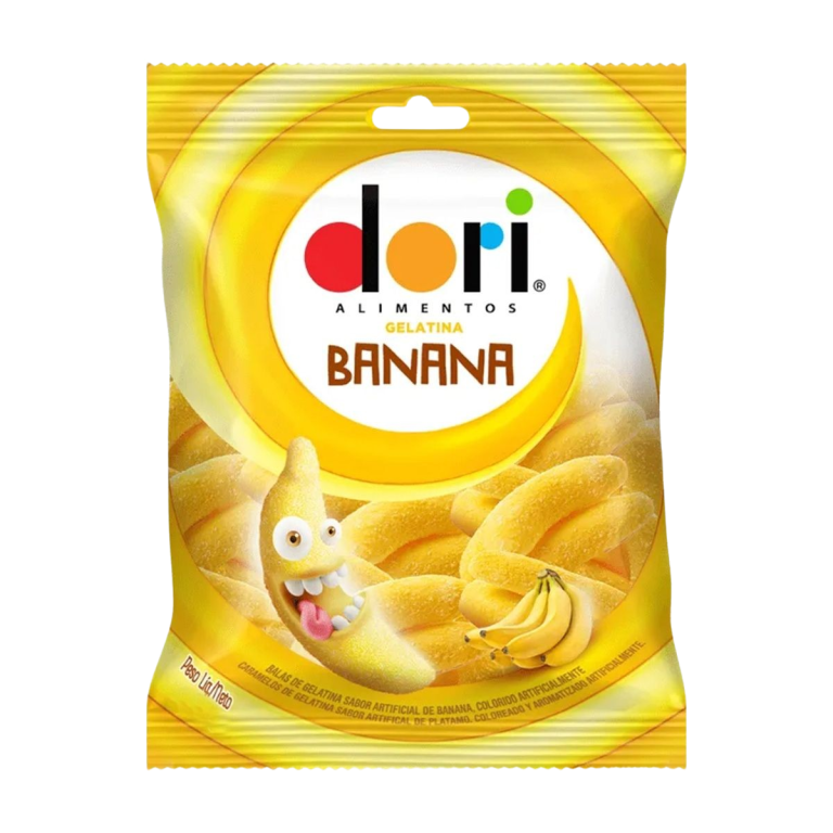 BALA DE GELATINA BANANA 60G DORI Cx C/16