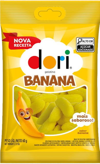 BALA DE GELATINA BANANA 60G DORI Cx C/16