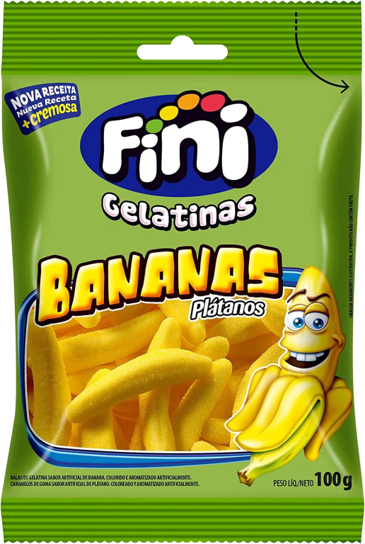 BALA DE GELATINA BANANA 80G FINI