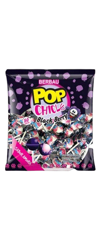 Pirulito Pop Chicle Black Berry Amora 500g C/50 BERBAU CX C/24