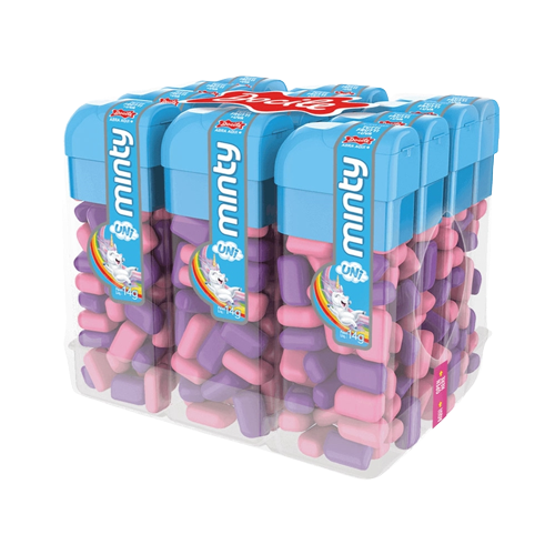 MINI PASTILHA MINTY TUTTI-FRUTTI+UVA UNI DP 12X14G DOCILE  CX C/12