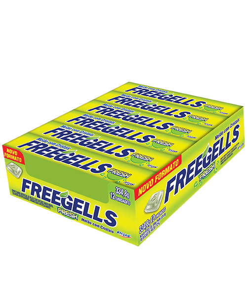 DROPS FREEGELLS FRESH MELÃO/MENTA 334,8g C/12 RICLAN CX C/36