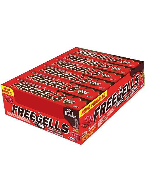 DROPS FREEGELLS CEREJA C/CHOCOLATE 334,8g C/12 RICLAN CX C/36
