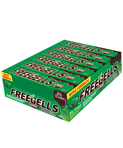 DROPS FREEGELLS MENTA C/CHOCOLATE 334,8g C/12 RICLAN CX C/36