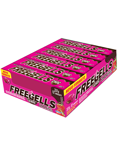DROPS FREEGELLS MORANGO C/CHOCOLATE DP/12 UN RICLAN CX C/36