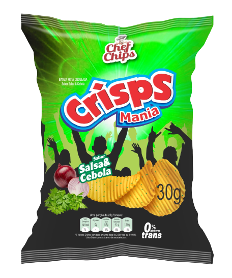 BATATA CRISPS MANIA SALSA & CEBOLA CX C/25X30G CHEF CHIPS