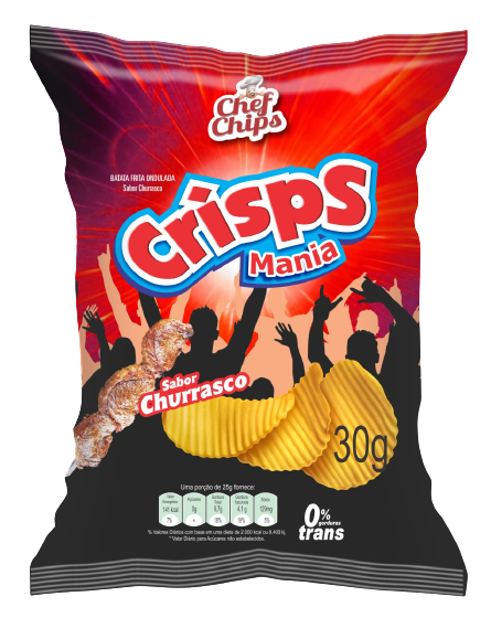 BATATA CRISPS MANIA CHURRASCO CX C/25X30G CHEF CHIPS
