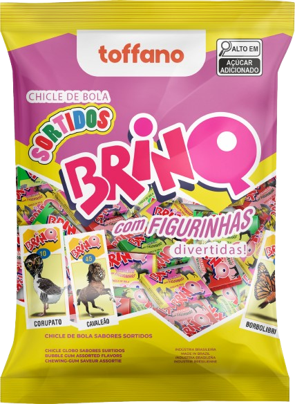 CHICLE BOLA PACOTE BRINQ-BICHOS SORTIDO 350G C/117 TOFFANO Cx C/25