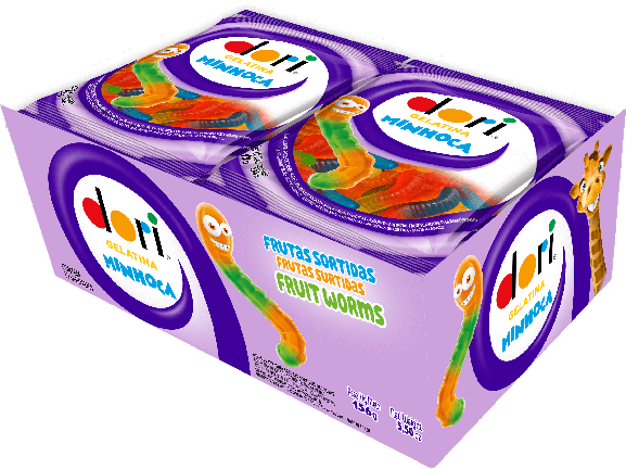 BALA DE GELATINA MINHOCA DP 12X13G DORI CX C/12