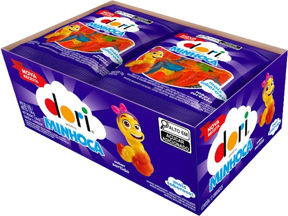 BALA DE GELATINA MINHOCA DP 12X13G DORI CX C/12