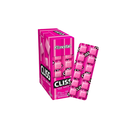 CHICLE CLISS CARTELA TUTTI FRUTTI 201G C/12 FLORESTAL Cx C/24