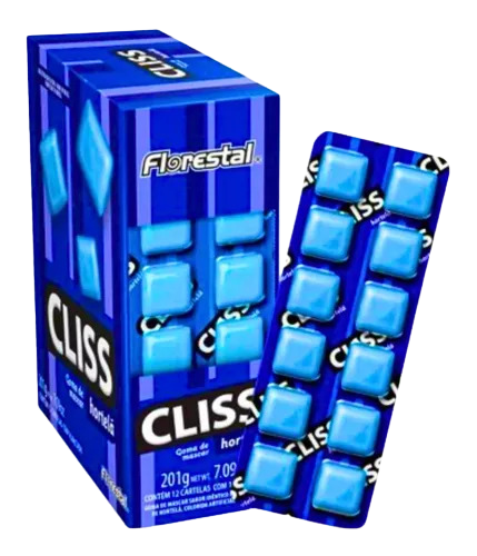 CHICLE CLISS CARTELA HORTELA 201G DP C/12 FLORESTAL Cx C/24