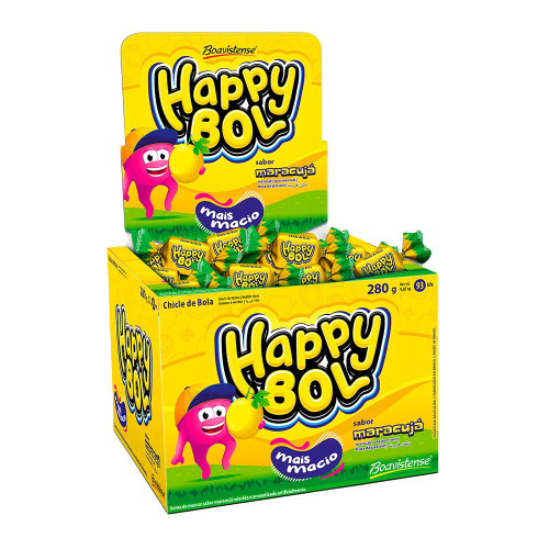 CHICLE HAPPY BOL MARACUJA 140G C/46 FLORESTAL Cx C/24