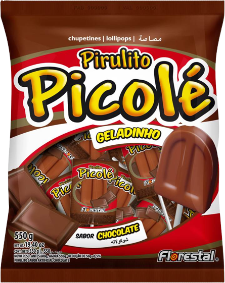 PIRULITO PICOLE CHOCOLATE 550G C/55 FLORESTAL CX C/26