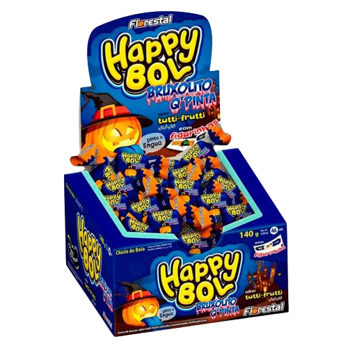 CHICLE HAPPY BOL BRUXOLITO Q'PINTA 140G C/46 FLORESTAL Cx C/24