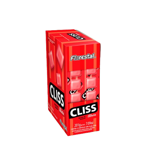 CHICLE CLISS CARTELA CANELA 201G C/12 FLORESTAL Cx C/24