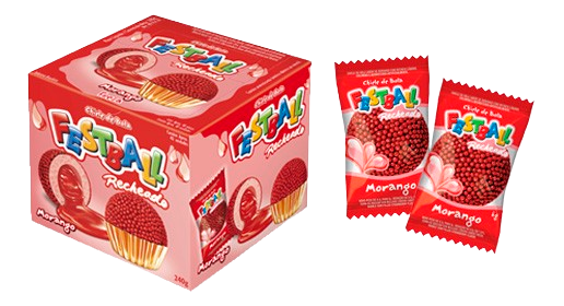 CHICLE FESTBALL MORANGO DP 240G C/40 SUKEST CX C/20