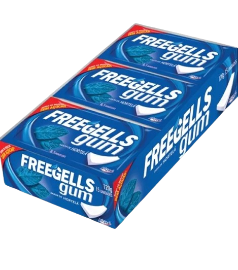 CHICLE FREEGELLS GUM HORTELA 120G C/15 RICLAN CX C/12