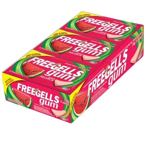 CHICLE FREEGELLS GUM MELANCIA 120G C/15 RICLAN CX C/12