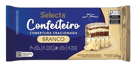 BARRA COBERTURA CHOCOLATE BRANCO 1,01KG CONFEITEIRO SELECTA CX C/10