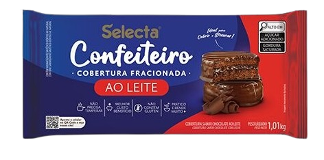 BARRA COBERTURA CHOCOLATE AO LEITE 1,01KG CONFEITEIRO SELECTA CX C/10