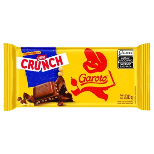 CHOCOLATE BARRA CRUNCH 16X80G GAROTO CX C/4