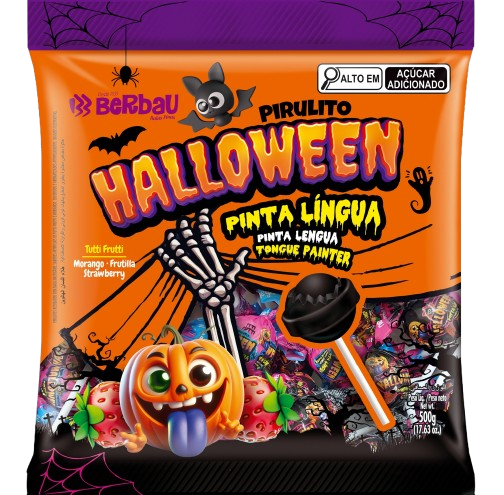 Pirulito Pop halloween pinta lingua 500G c/50 Berbau CX C/24