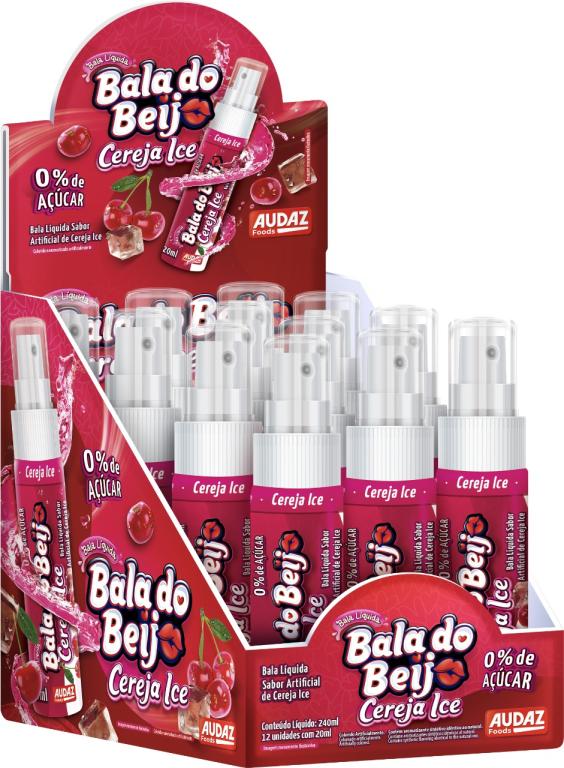 BALA LIQUIDA SABOR CEREJA ICE C/12X20ML UNIAO ALIMENTOS CX C/12