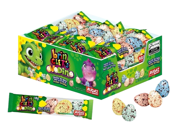 CHICLE BRINCLET'S OVO DINO 432G DP C/24 UNIAO ALIMENTOS CX C/ 12
