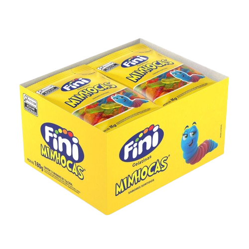 BALA DE GELATINA MINHOCAS BRILHO 12X15G FINI CX C/12