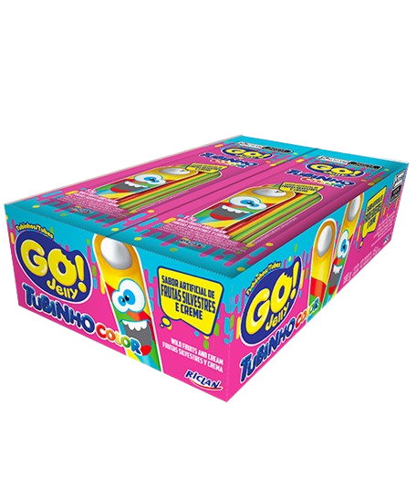 BALA TUBINHO GO JELLY MINI COLOR FRUTAS 12UNx15G RICLAN CX C/12