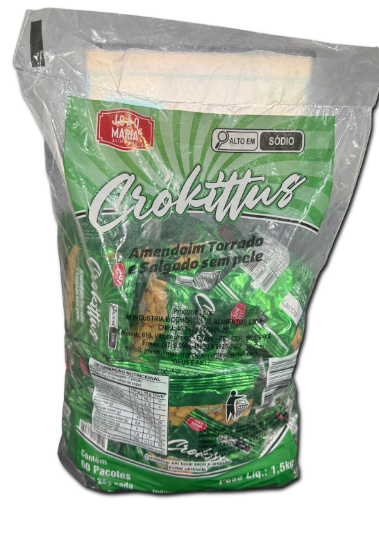 AMENDOIM TORRADO E SALGADO S/ PELE 1,5KG C/60UN JOAO E MARIA FD C/6