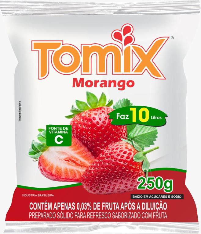 REFRESCO PO MORANGO CX 10X250GR TOMIX