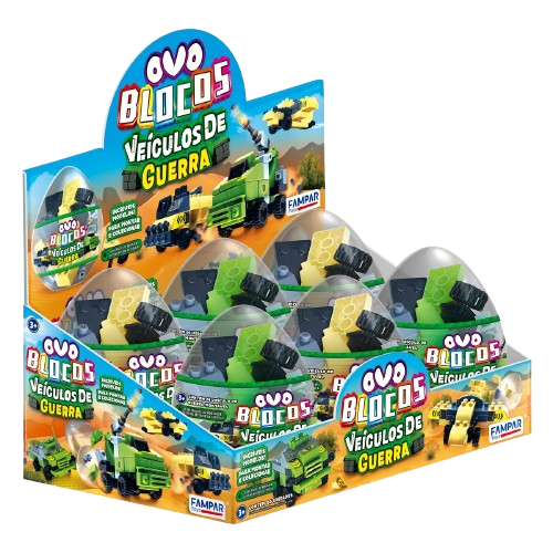 OVO BLOCOS VEICULOS DE GUERRA DP C/6 UN UNIAO ALIMENTOS CX C/6