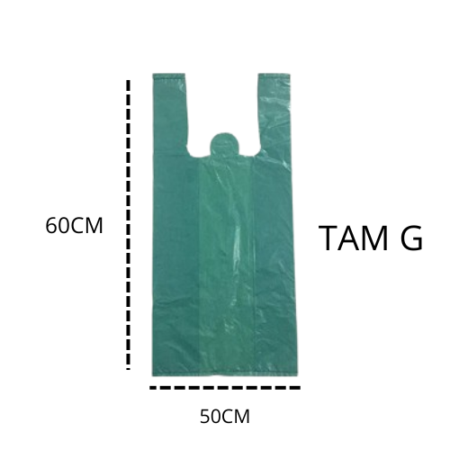 SACOLA PLASTICA RECICLADA VERDE ( G ) 50x60 FARDO C/ 5KGS