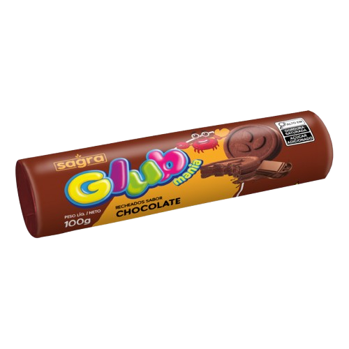 BISC. RECHEADO CHOCOLATE GLUB CX C/30UNX100G SAGRA