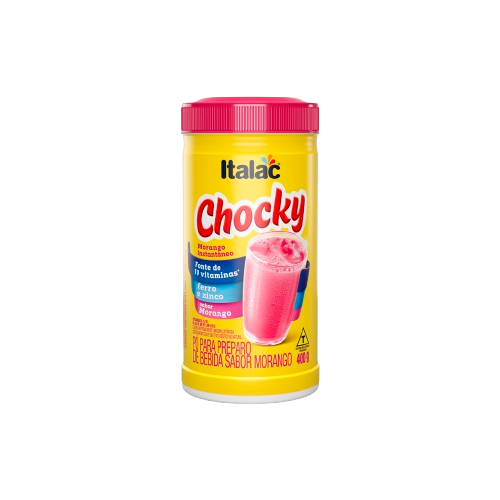 PO PARA PREPARO DE BEBIDA SABOR MORANGO POTE 400G CHOCKY ITALAC  CX C/12