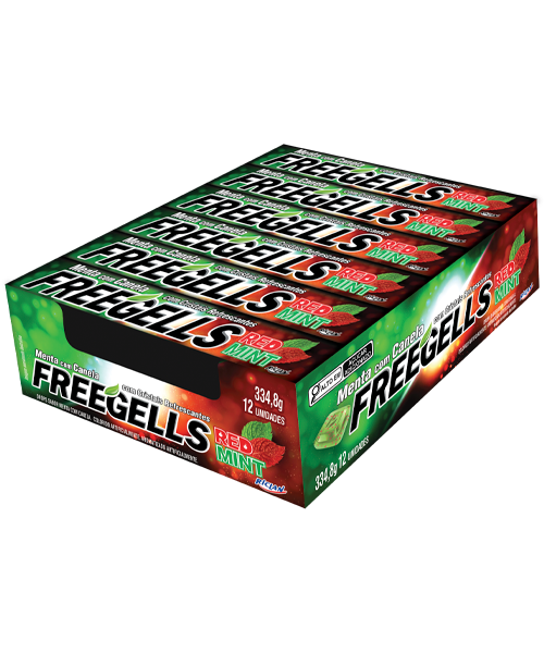 DROPS FREEGELLS RED MINT 334,8G C/12 RICLAN CX C/36