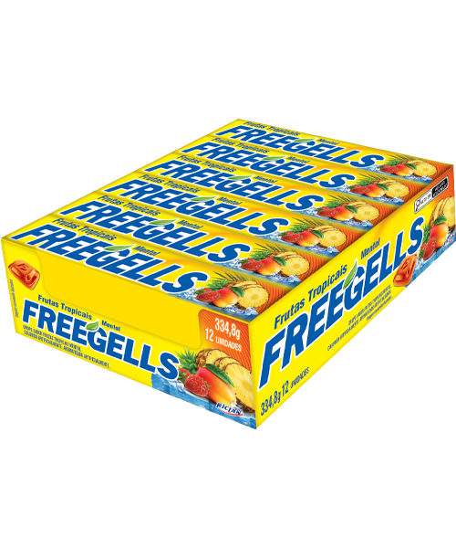 DROPS FREEGELLS FRUTAS TROPICAIS 334,8G C/12 RICLAN CX C/36