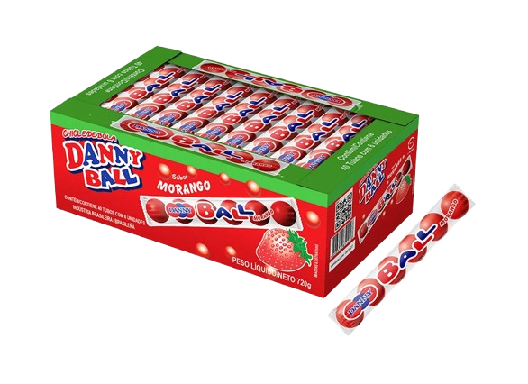 CHICLE BOLA DANNY BALL MORANGO 324G DP C/18 SANTA FE CX C/40 DP