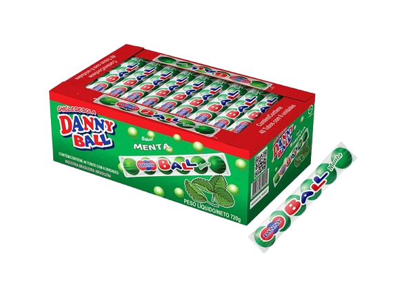 CHICLE BOLA DANNY BALL MENTA 324G DP C/18 SANTA FE CX C/40 DP