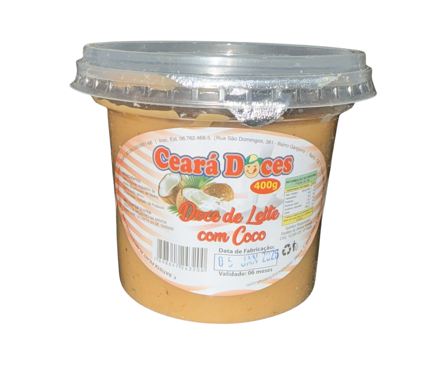 DOCE POTE CREMOSO LEITE C/ COCO 400G CEARA DOCES CX C/18