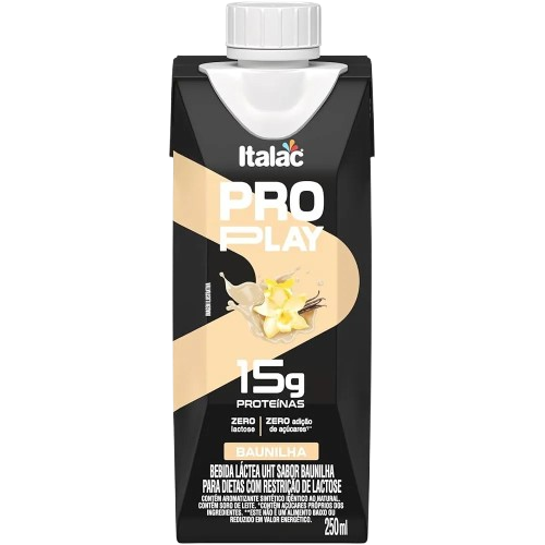 BEB. PRO PLAY 15G PROTEINA ZERO LACTOSE BAUNILHA 250ML ITALAC CX C/12