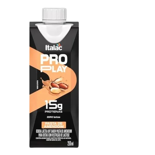BEB. PRO PLAY 15G PROTEINA ZERO LACTOSE PASTA DE AMENDOIM 250ML ITALAC CX C/12