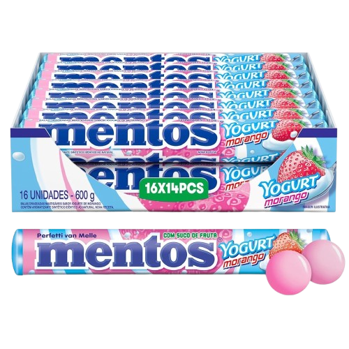 BALA MAST. STICK YOGURT MORANGO DP C/16UNx37,5G MENTOS CX C/12