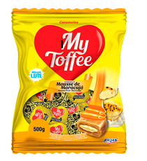BALA MY TOFFEE LEITE C/ MARACUJA 500G  RICLAN CX C/14