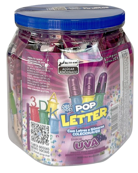 PIRULITO POP LETTER UVA POTE C/18X14G BEST POP CX C/12