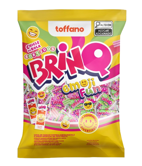 CHICLE BOLA PACOTE BRINQ-BICHOS SORTIDO EMOJI 350G C/117 TOFFANO Cx C/25