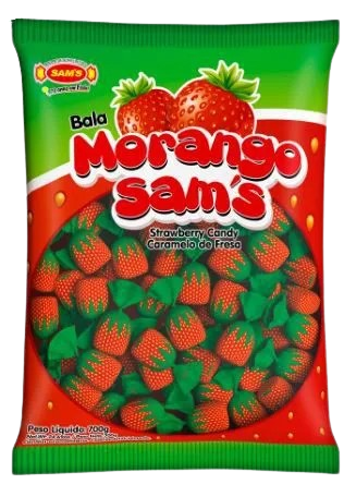 BALA MORANGO RECHEADA 500G SAMS CX C/30